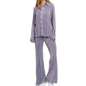 Better Be Forever Plisse Shirt and Pant Set Purple Size Large NWT